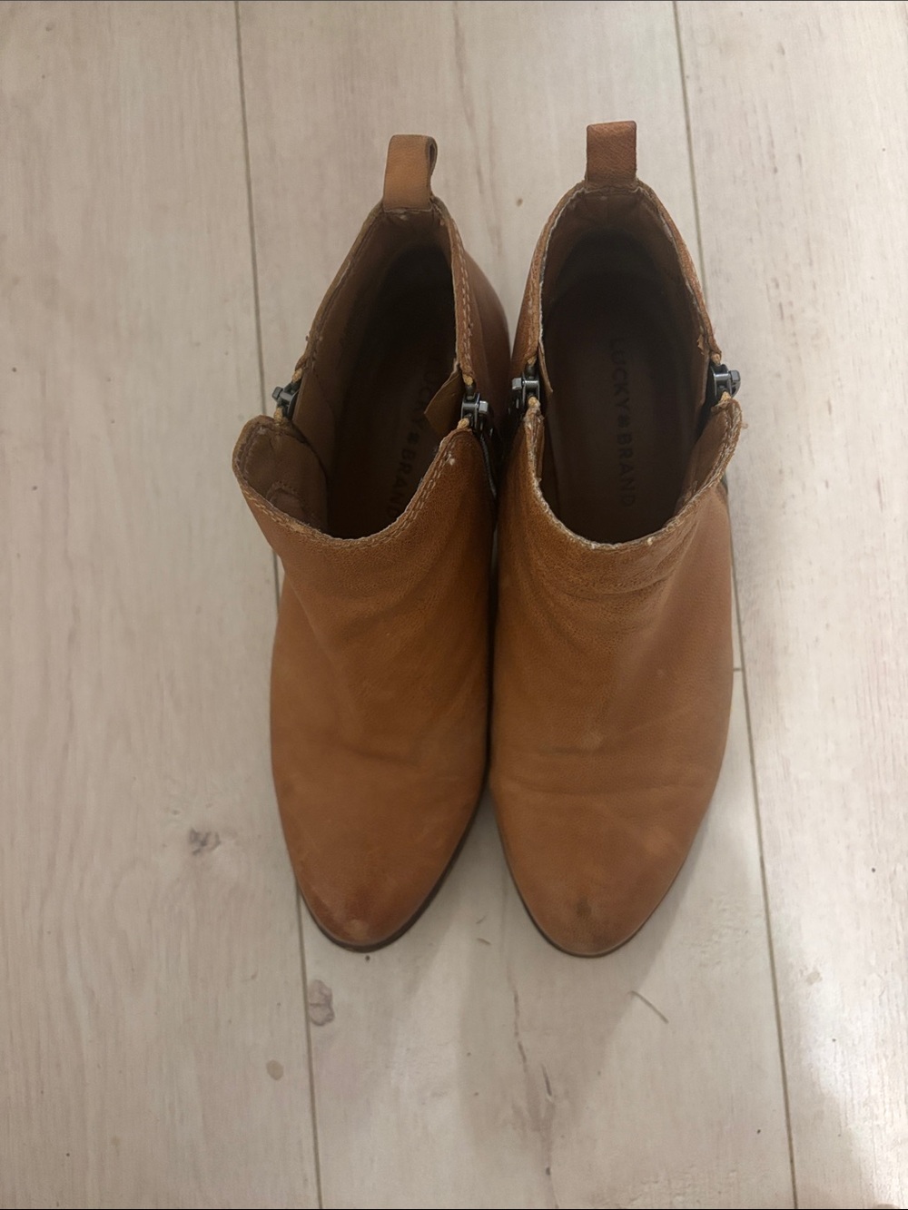 Lucky Brand Tan Leather Ankle Booties